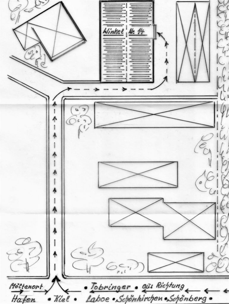 Anfahrtsskizze für Kunden und Lieferanten zu Winkel 14, 24226 Heikendorf