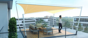 Sonnensegel Base mit einer integrierten Terrasse