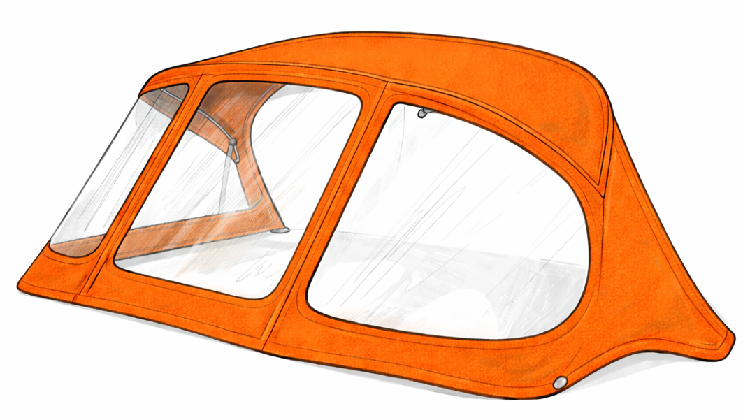 Skizze einer Sprayhood in orange